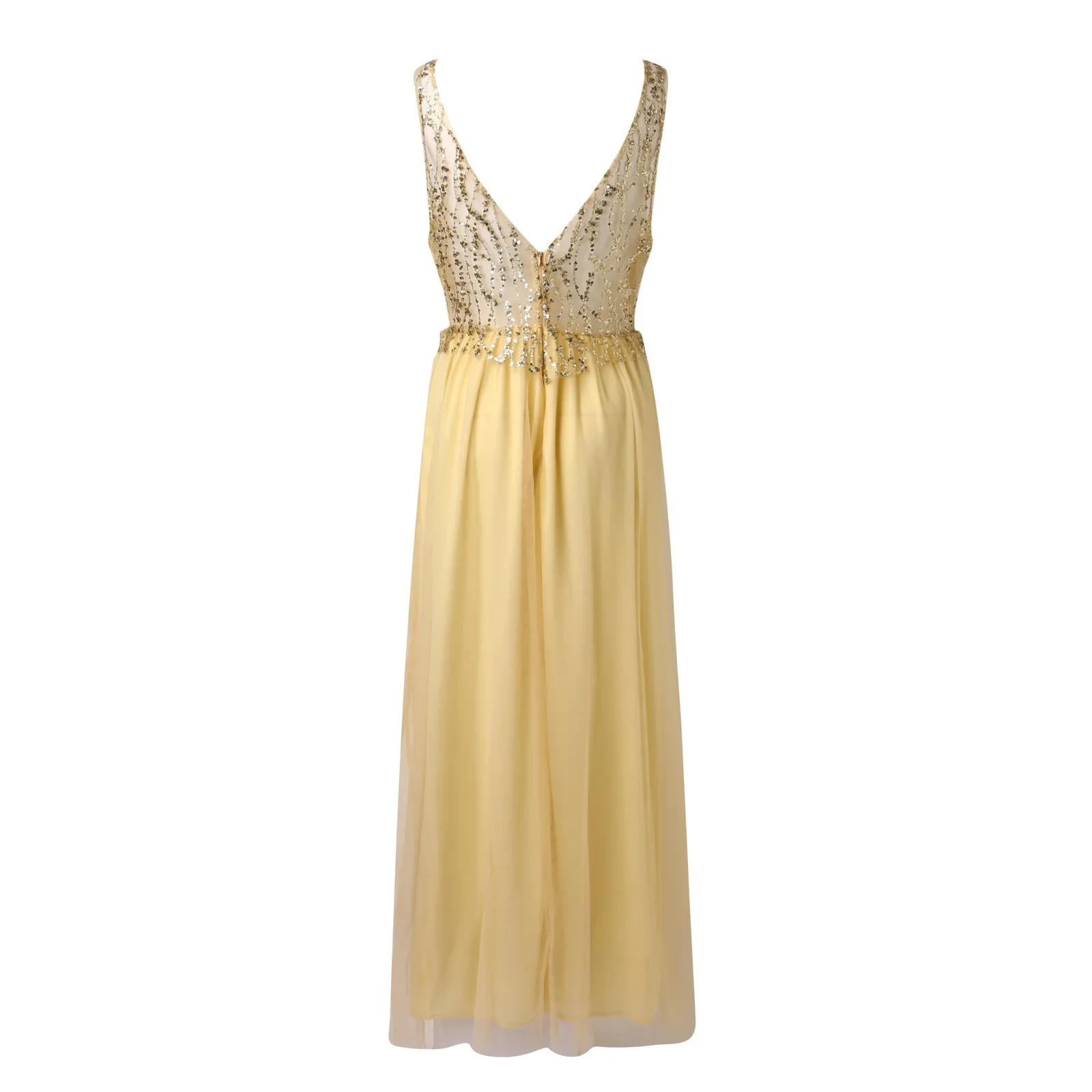 Vestido com decote V profundo feminino, cintura fina, lantejoulas, balanço sexy, elegante, vestidos formais, festa, noite, baile de formatura, gala, fêmea