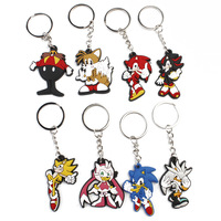 Cartoon anime hedgehog Sonic Keychain pendant PVC soft rubber pendant cute decoration key clip gift