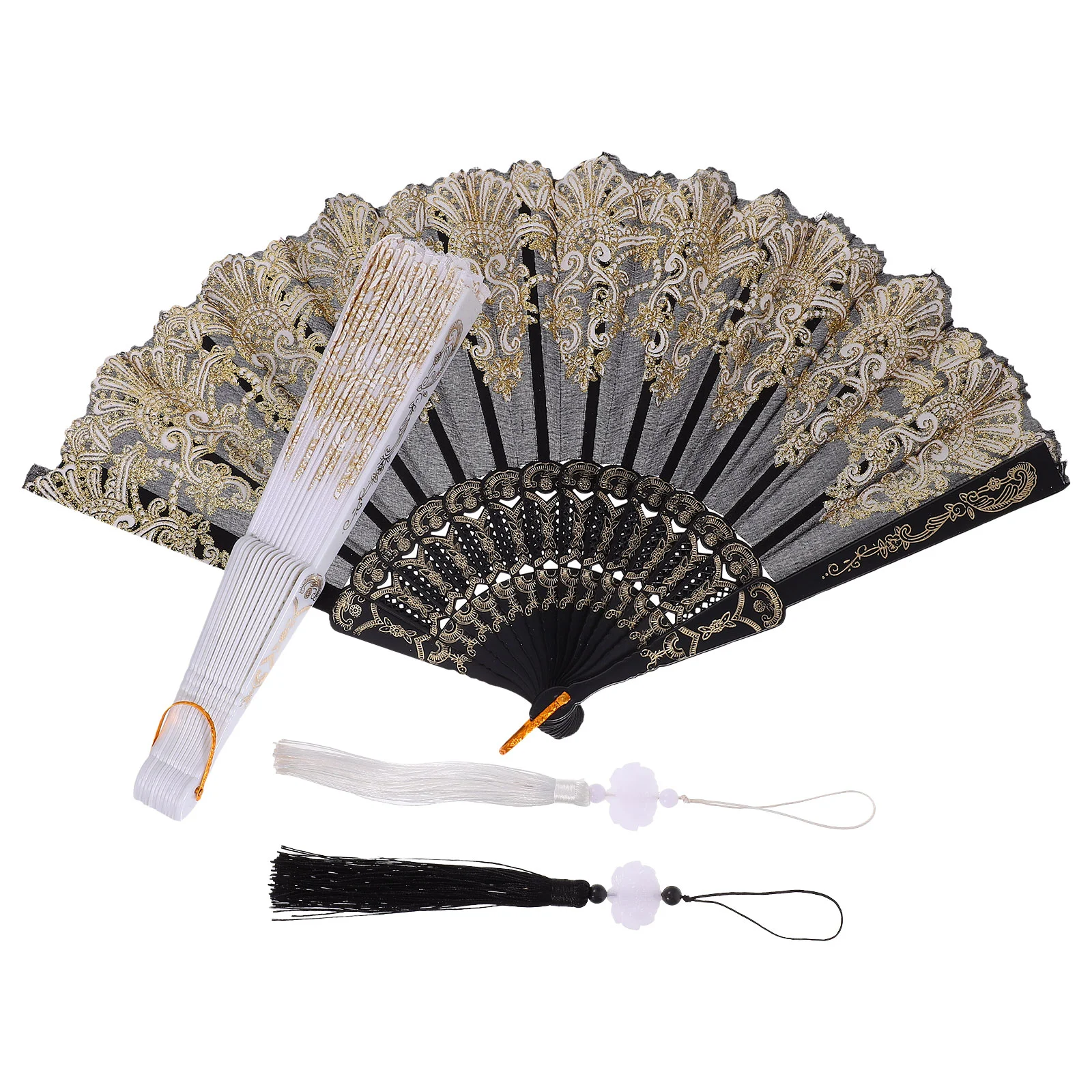

2 шт. древний вентилятор портативные ручные складные вентиляторы для женщин складной китайский вышитый кисточкой