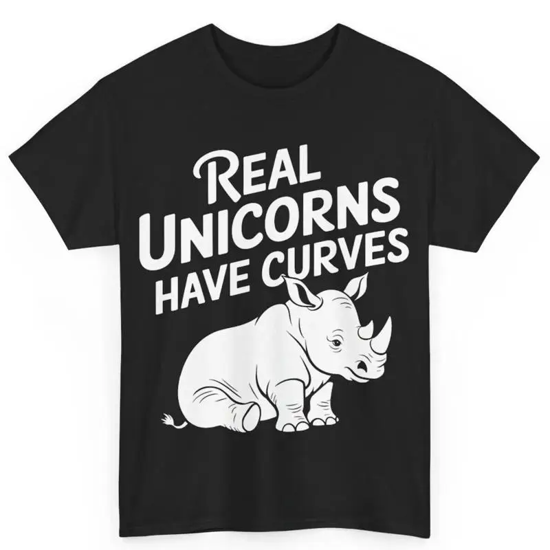 وحيد القرن الحقيقي لديهم منحنيات مضحك تي شيرت ميمي الجسم الإيجابية S #1