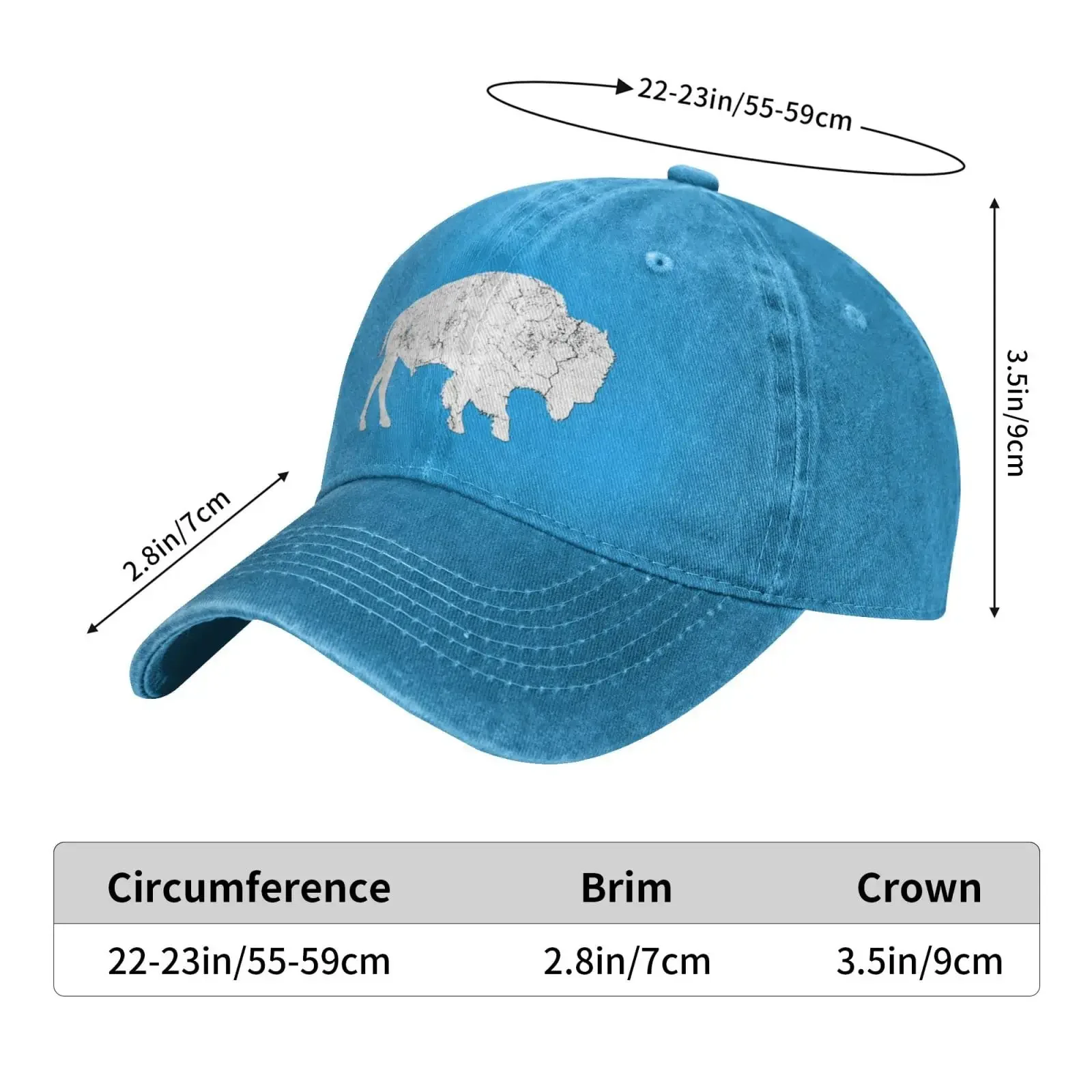Distressed Buffalo Retro Bison Animal Lover Gifts Cowboy Hat Trucker Hat Baseball Hat Snapback Golf Hat Summer Hats