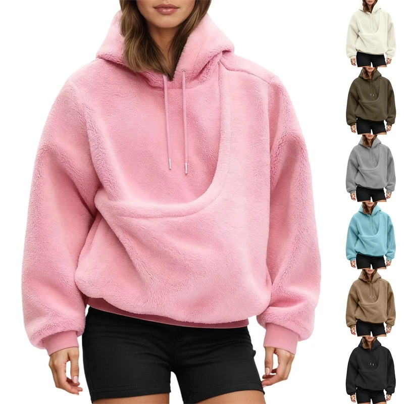 

Flannel Oversized Women Pullover Sweater Loose Long Sleeve Warm Top For Casual Cozy Home Office Autumn Winter Holiday Gift