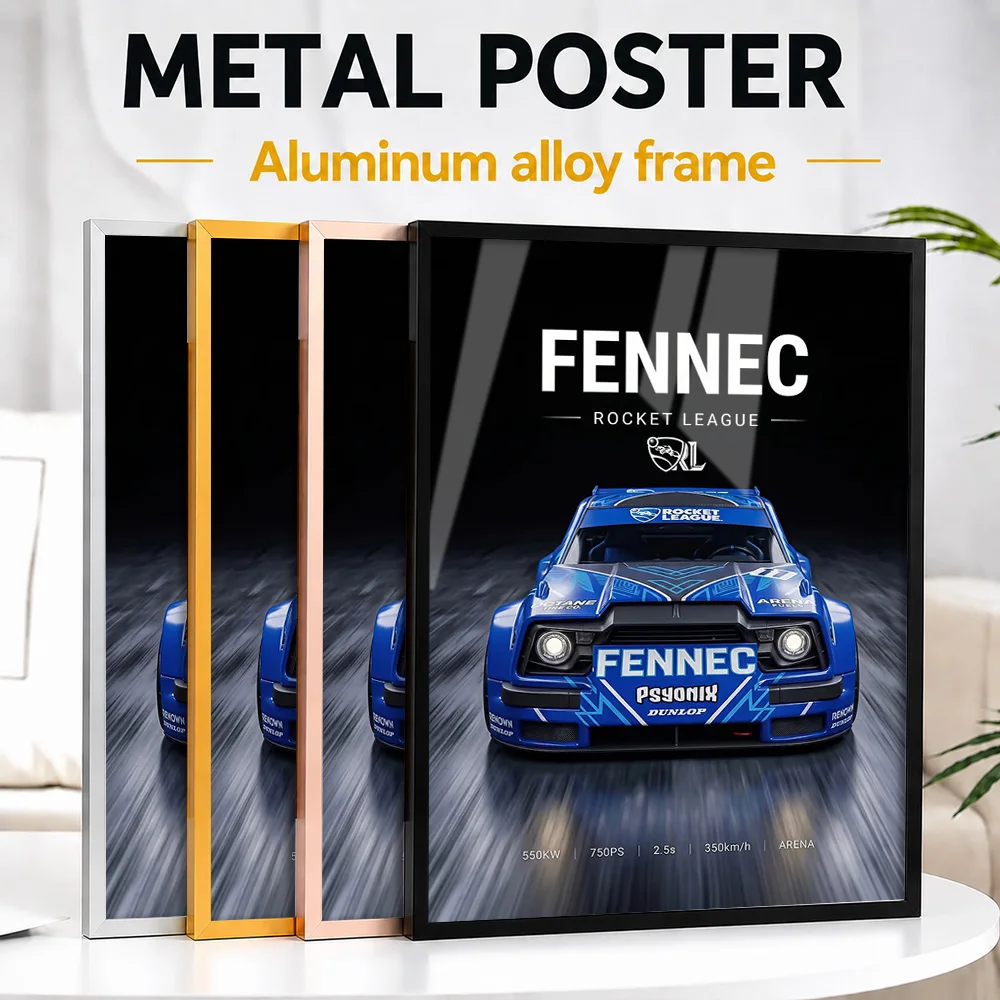 Rocket League Fennec Car Metal Poster With Aluminum Alloy Frame Personalized Studio Graphic Wall Art For Home Simulator Setup