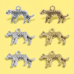 10PCS 14X24mm Metal Alloy 3D Animal Simulation Charms Double Sided Leopard Pendant For Jewelry Buckle Making DIY Handmade Craft