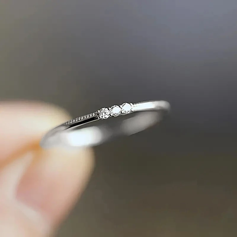 Huitan Trendy Simple Thin Ring Lady Versatile Accessories Gold Color/Silver Color Bright Micro Zirconia Jewelry for Daily Wear