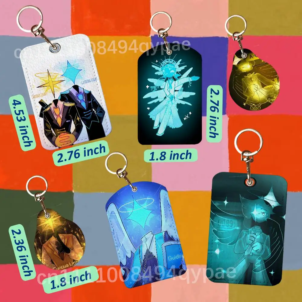 Guiding Curious Light Doors 1PCS Leather Card Holder Keychain Door Lock Access Tags ID Card Case Access Card Bag Key Tag Ring