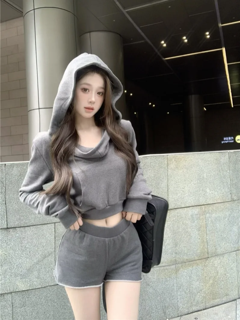 

Повседневный спортивный комплект American Sle Hot Girl для женщин, ранняя весна 2026, новый свитшот с капюшоном, комплект из двух предметов