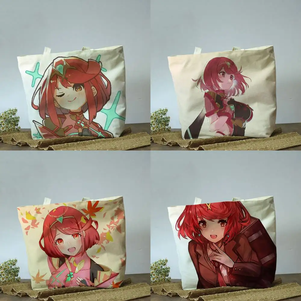 

Pyra Xenoblade Chronicles 2 Cute Plain Beige Cotton Polyester Canvas Shoulder Bag for Grocery & Travel