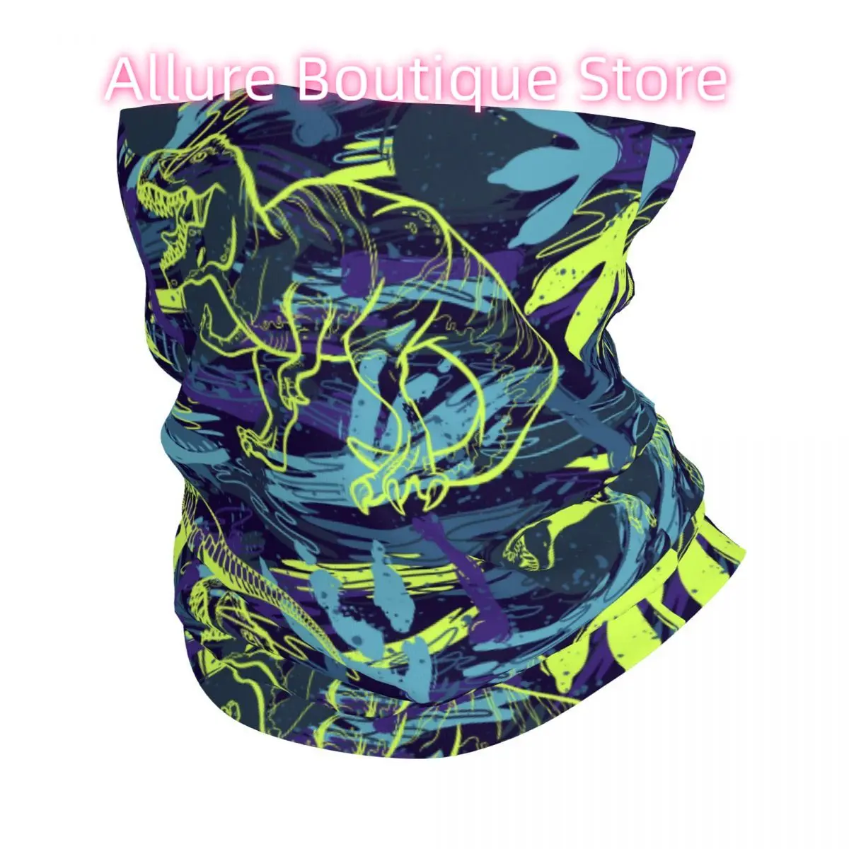 

Синяя бандана с динозаврами, белый шарф, универсальный головной убор для рыбалки, унисекс, для взрослых, зима