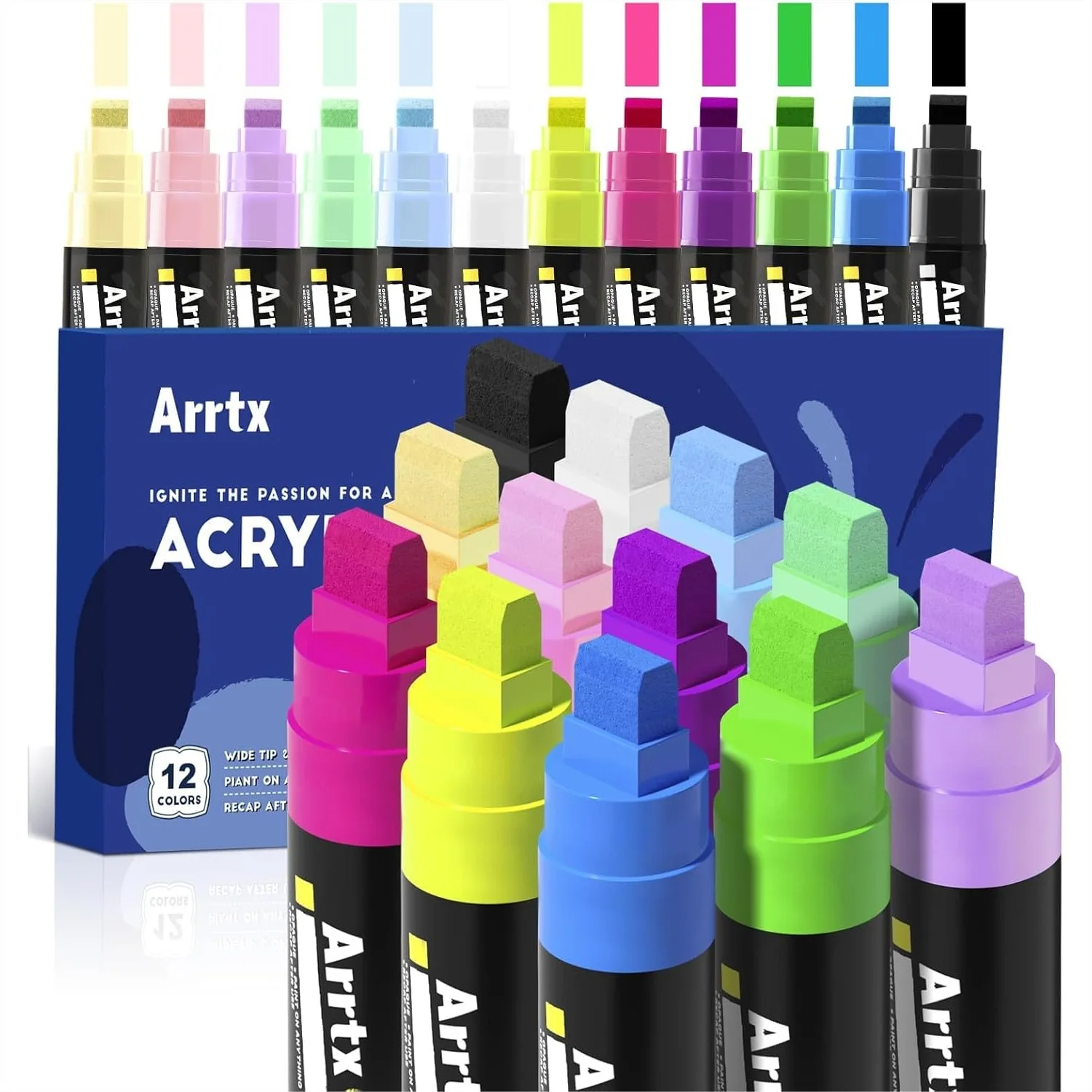 

12 Colors Jumbo Poster Markers 10mm Felt Tip Acrylic Paint Pens For Rock Painting Blackboards Windshield Outdoor DIY Crafts