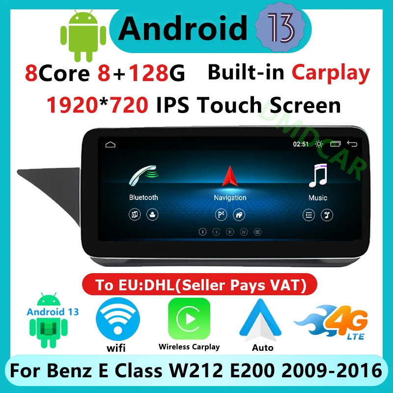 Factory Price 8 Core Android AUTO Apple Carplay For Mercedes Benz E Class W212 Car Video Player Multimedia Screen Navigation