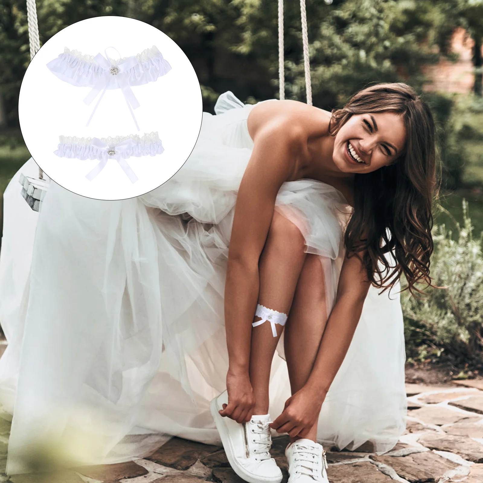 Lingerie for Bride Creative Leg Loop Lace Decoration Delicate Ring Decorate Miss