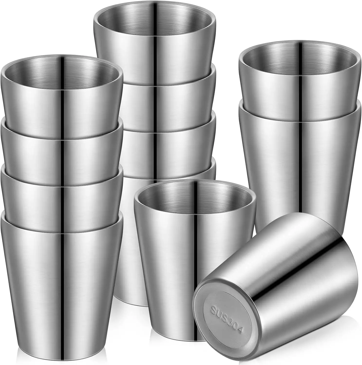 Stainless Steel Cups Double Wall Tumbler Glasses Stackable Glasses Metal Drinking Cups Insulated Drinking Glasses Reusable