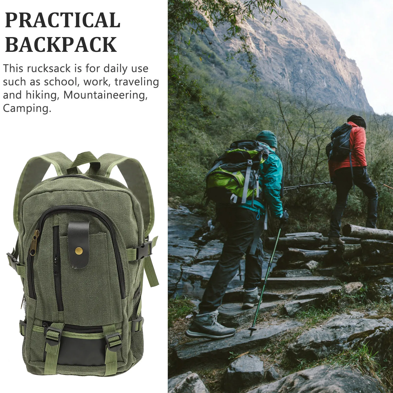 

Canvas Backpack Multipurpose Comfortable Carry All Essentials for School Office Vacation Weekend Trips Unisex