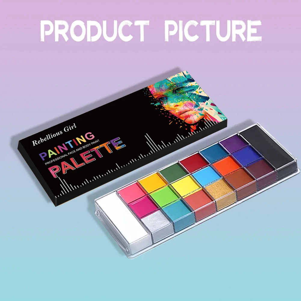 Paleta de óleo de pintura facial e corporal de 20 cores-vibrante, pintura facial de longa duração para adultos, pintura corporal cosplay e maquiagem de Halloween