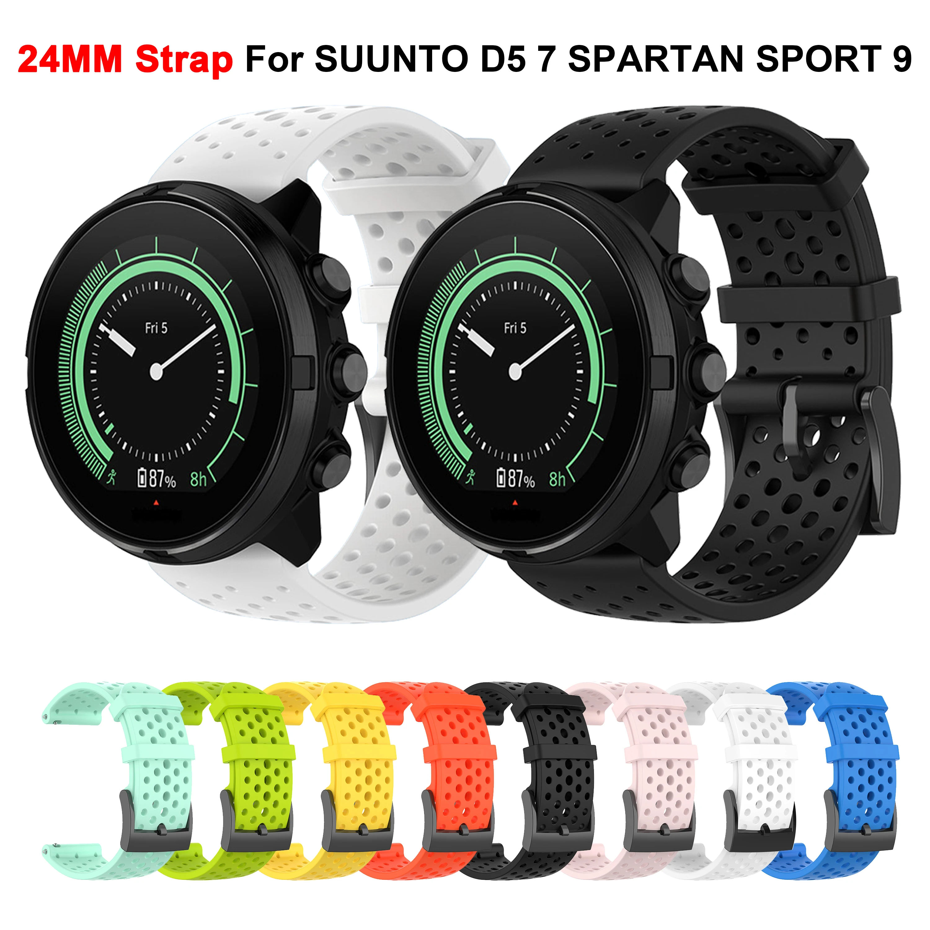

24mm Breathable Silicone Strap For SUUNTO 7 9 BARO D5 Sports Bracelet Watch Band SUUNTO SPARTAN SPORT WRIST HR BARO Watchband
