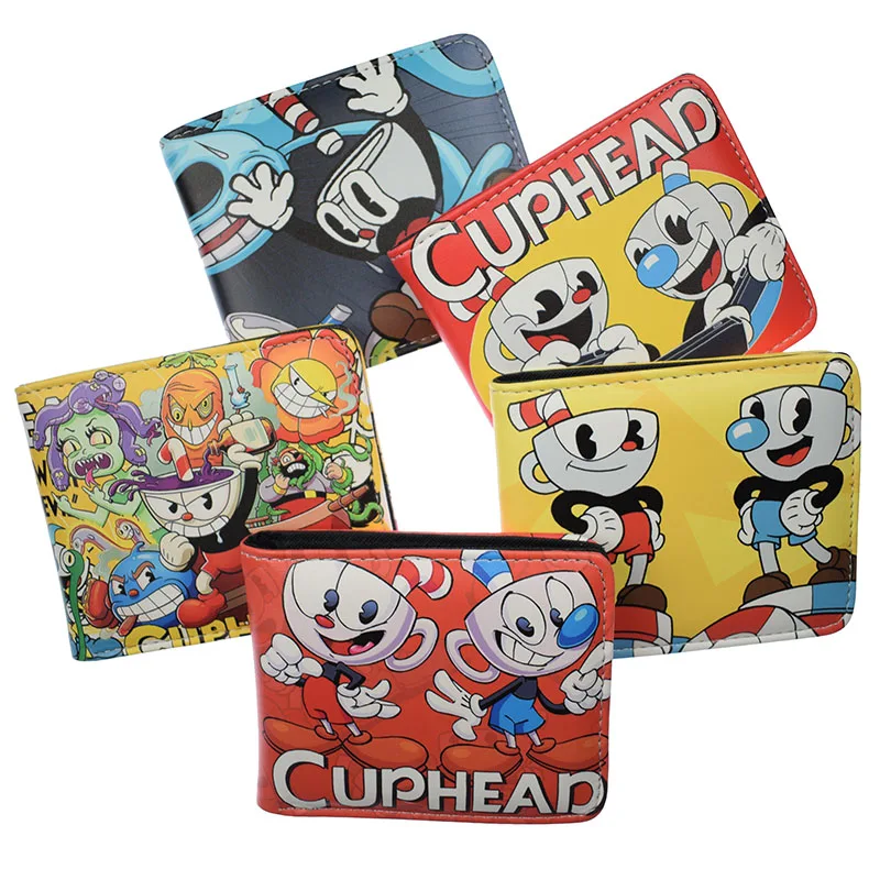 Children\'s Cartoon Cuphead Wallet Short Wallets PU Leather Boys Girl\'s Purse