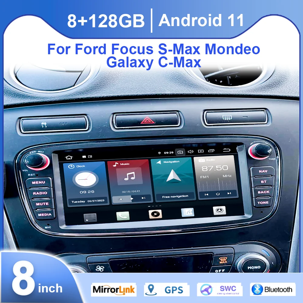 CHSTEK 2Din Android 11 Car Radio Wireless Carplay Bluetooth GPS Multimedia Player For Ford Mondeo 2007‑2011 Focus 2007‑2010