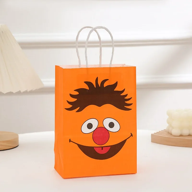 1/3/6pcs Sesame Street Kids Birthday Party Gift Bags Cartoon Paper Bag Handles Candy Bags Baby Shower Festival Party Supplies