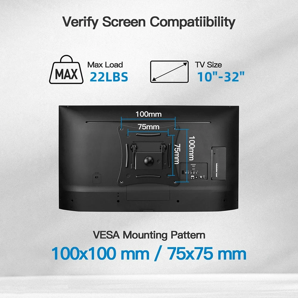 TV Wall Mount Bracket Full Motion Corner TV Holder Support For 10-32 In TV Swivel Tilts Adjustable Monitor stand VESA 100x100mm image 3