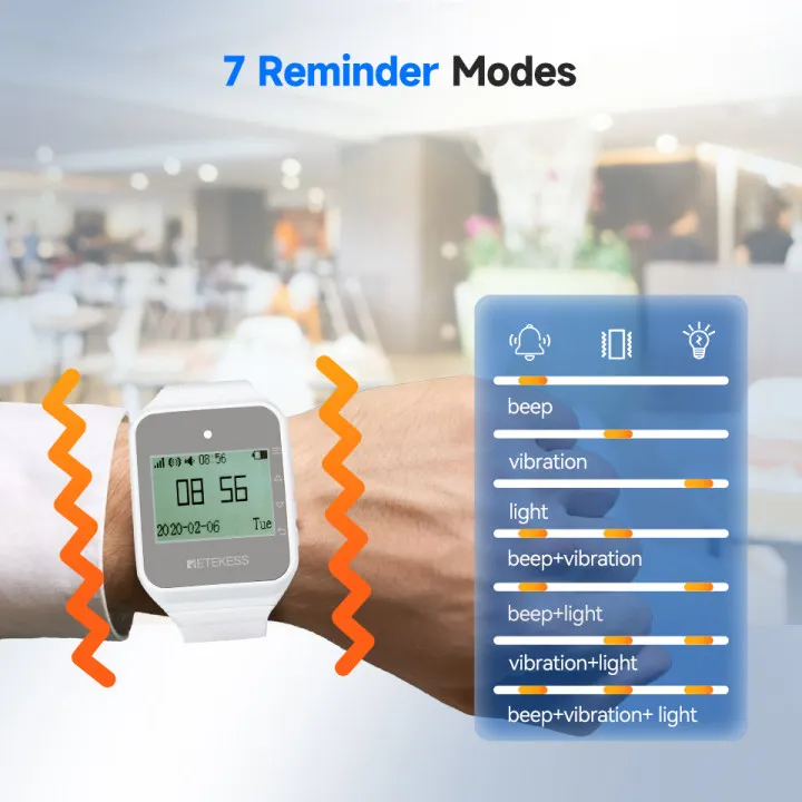 Retekess Wireless Calling System ร้านอาหาร Pager TD108 นาฬิกากันน้ําตัวรับสัญญาณ T117 Waiter Call ปุ่มสําหรับ Hookah Cafe Bar