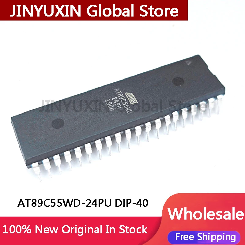 5-20pcs AT89C55WD-24PU AT89C55WD 24PU DIP-40  IC Chip In Stock Wholesale