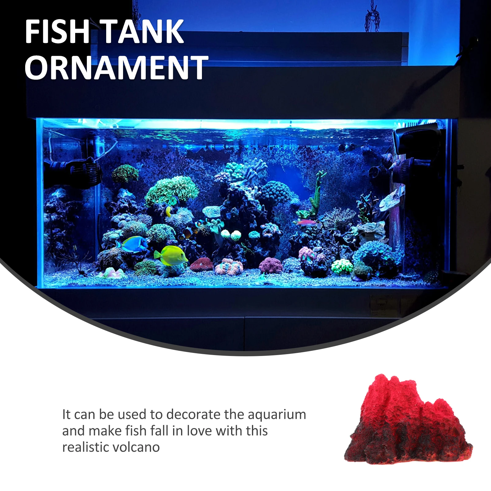 

Simulation Volcano Decor Resin Aquarium Volcano Ornament Fish Tank Landscaping Prop Artificial Rockery For Home Garden Decor