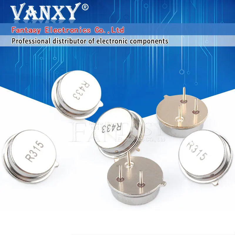 10pcs 315MHz 433MHz Resonator Crystal Oscillator R315A R433A Quartz Through Holes Surface Acoustic Wave Oscillator KIt Round