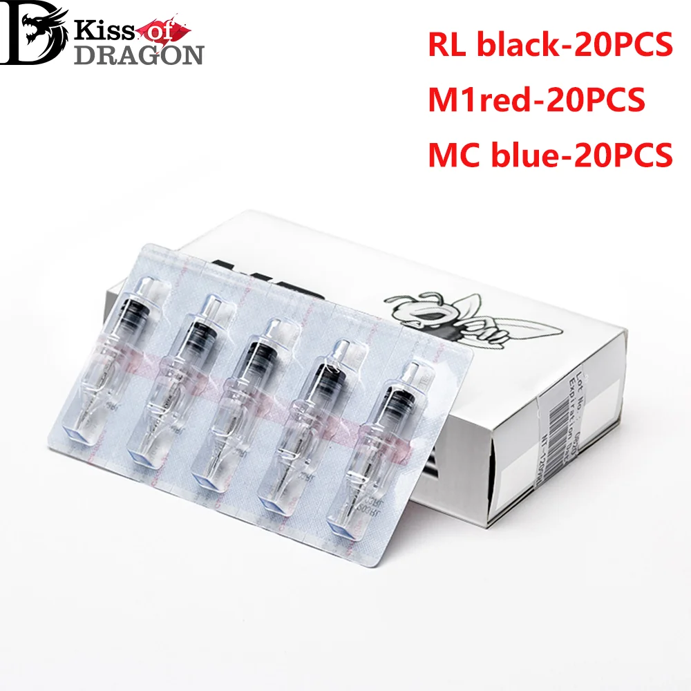 

20 шт. смешанного типа, одноразовые иглы для тату-картриджей, мембранная система, стерилизация, безопасный картридж, иглы для татуировки