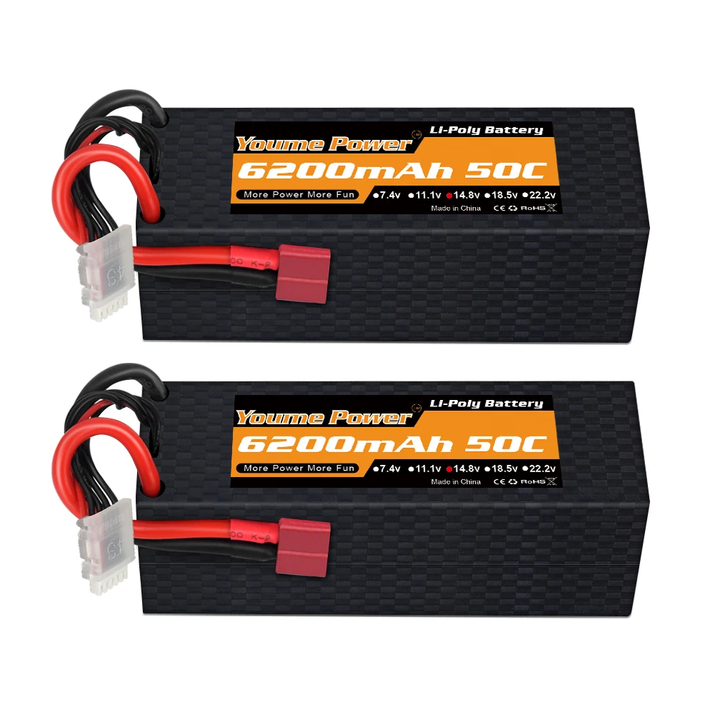 Youme 4S 6200mAh Lipo Batterij 14.8V T XT60 Hard Case Voor RC FPV Vliegtuigen Drone Racing boot Auto Onderdelen