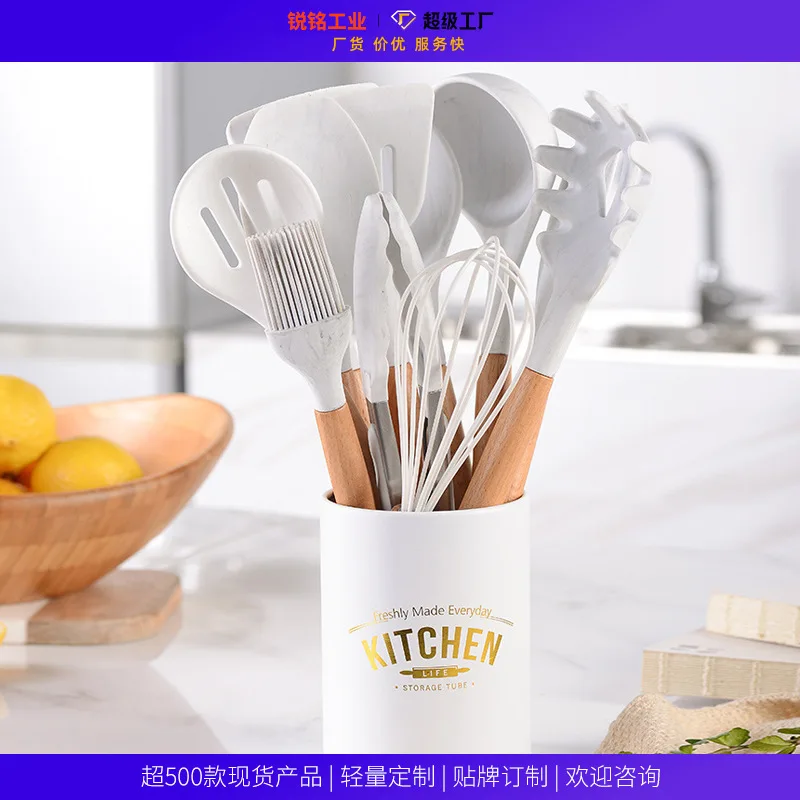 

Silicone Marble Pattern Kitchenware Set Of 11 Pieces NoN Stick Skip Soup Spoon Cooking Spatula