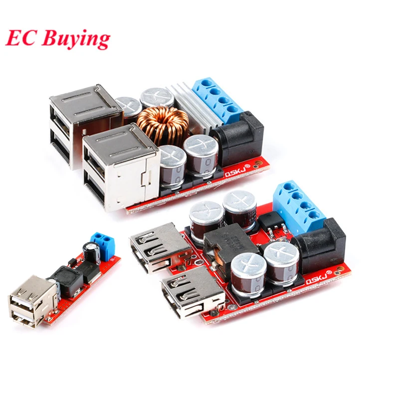 DC-DC Vehicle Charging Board 8V-35V 5V 8A 10A Power Supply Depressurization Module 2 4 port USB Output mobile Charger Car