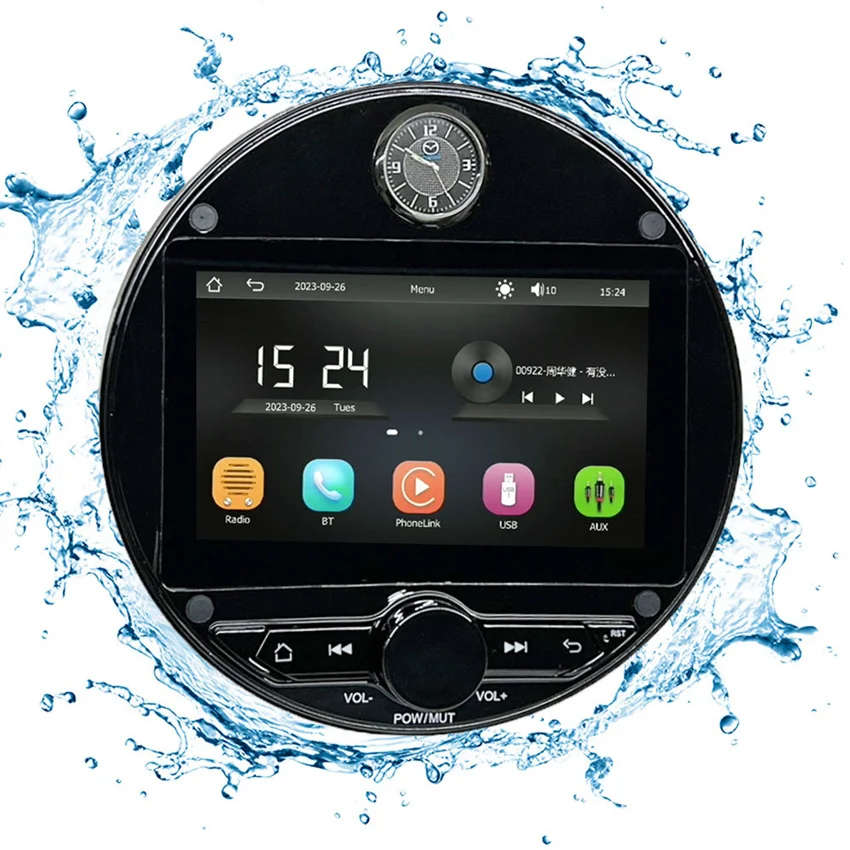 2025 7Inch Marine Multimedia Player Wireless CarPlay IPX5 Waterproof Bluetooth Boat Stereo CarPlay Android Auto With FM Radio