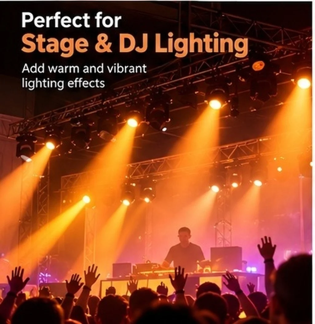 20Pcs Color Illumination Gel Filter Amber Warm Tone 74Mm Round Self Adhesive Circles for Stage Spotlight LED Lamp Living Room