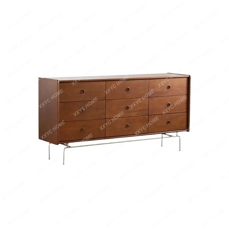 

Nordic Solid Wood Chest of Drawers Retro Bedroom Storage Cabinet Living Room Cabinet