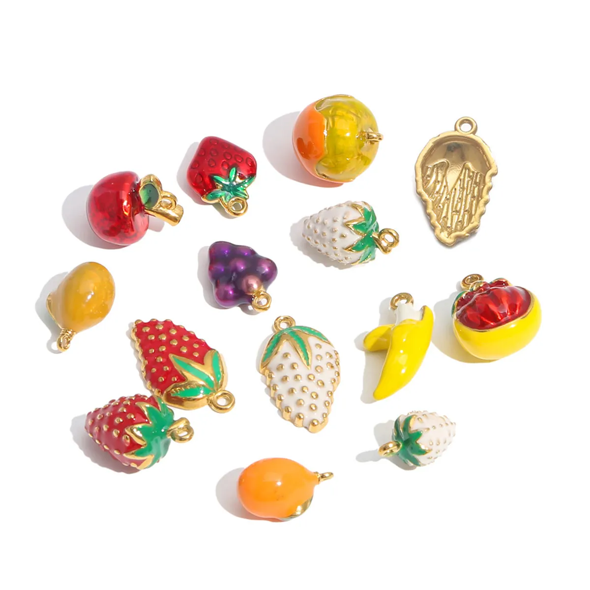 

2pcs Stainless Steel Charm Enamel Fruit Apple Grape for DIY Women Necklaces Bracelet Earrings Jewelry Making Materials Wholesale