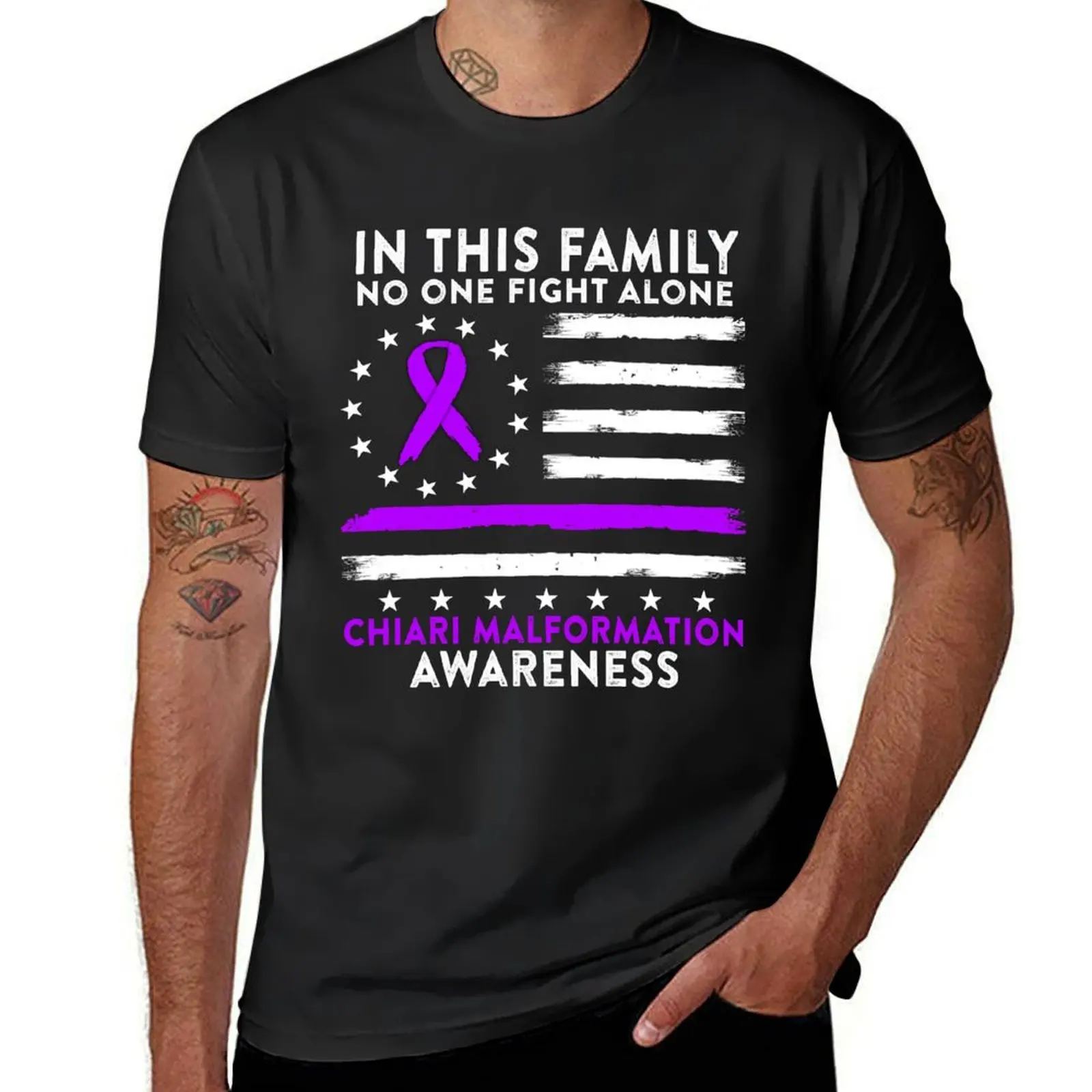 In This Family No One Fights Chiari Malformation Alone American Betsy Ross Flag T-Shirt