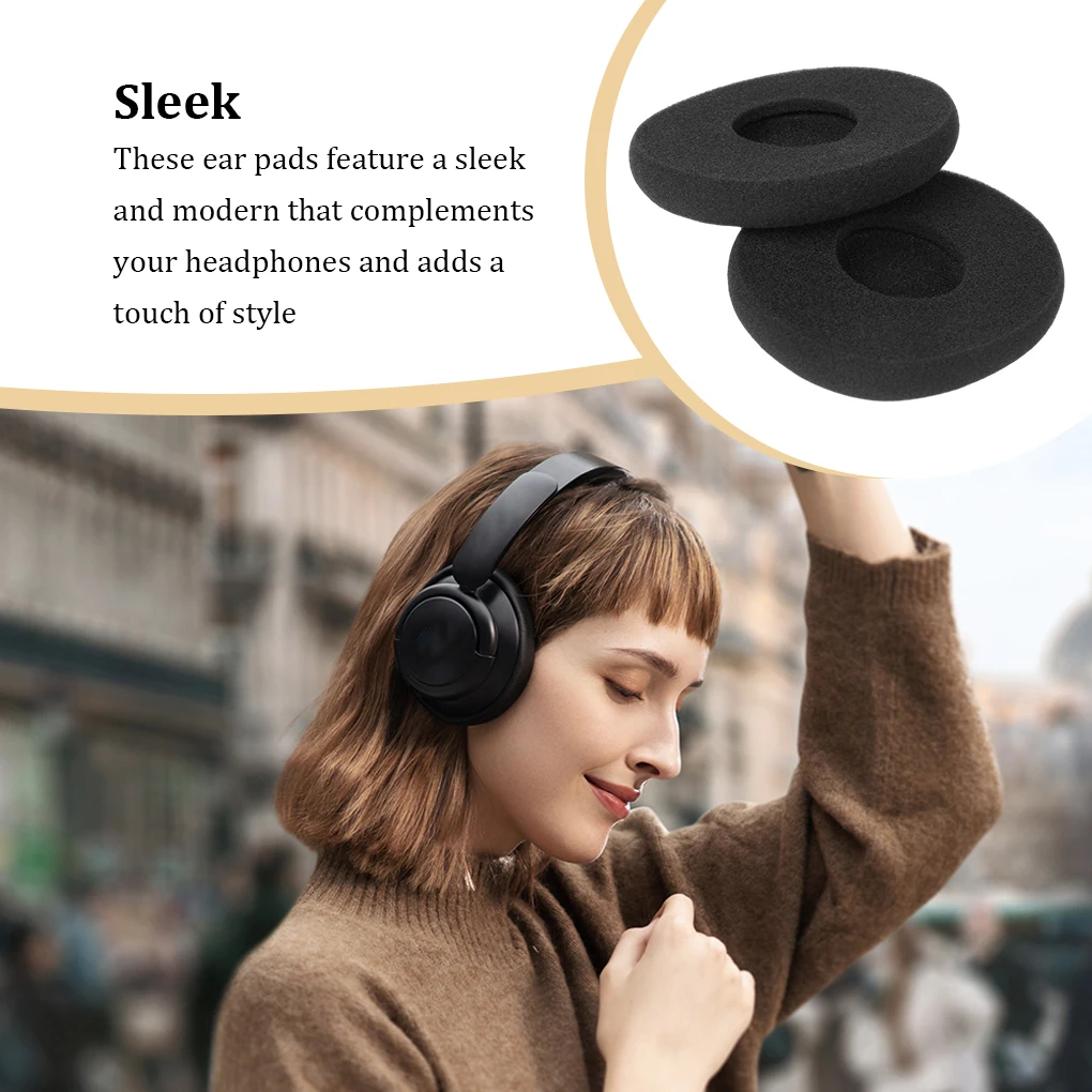 2pcs Black Soft Sponge Cushions For Earphones Provide Ultimate Comfort Headphone Cover Ear Cushions