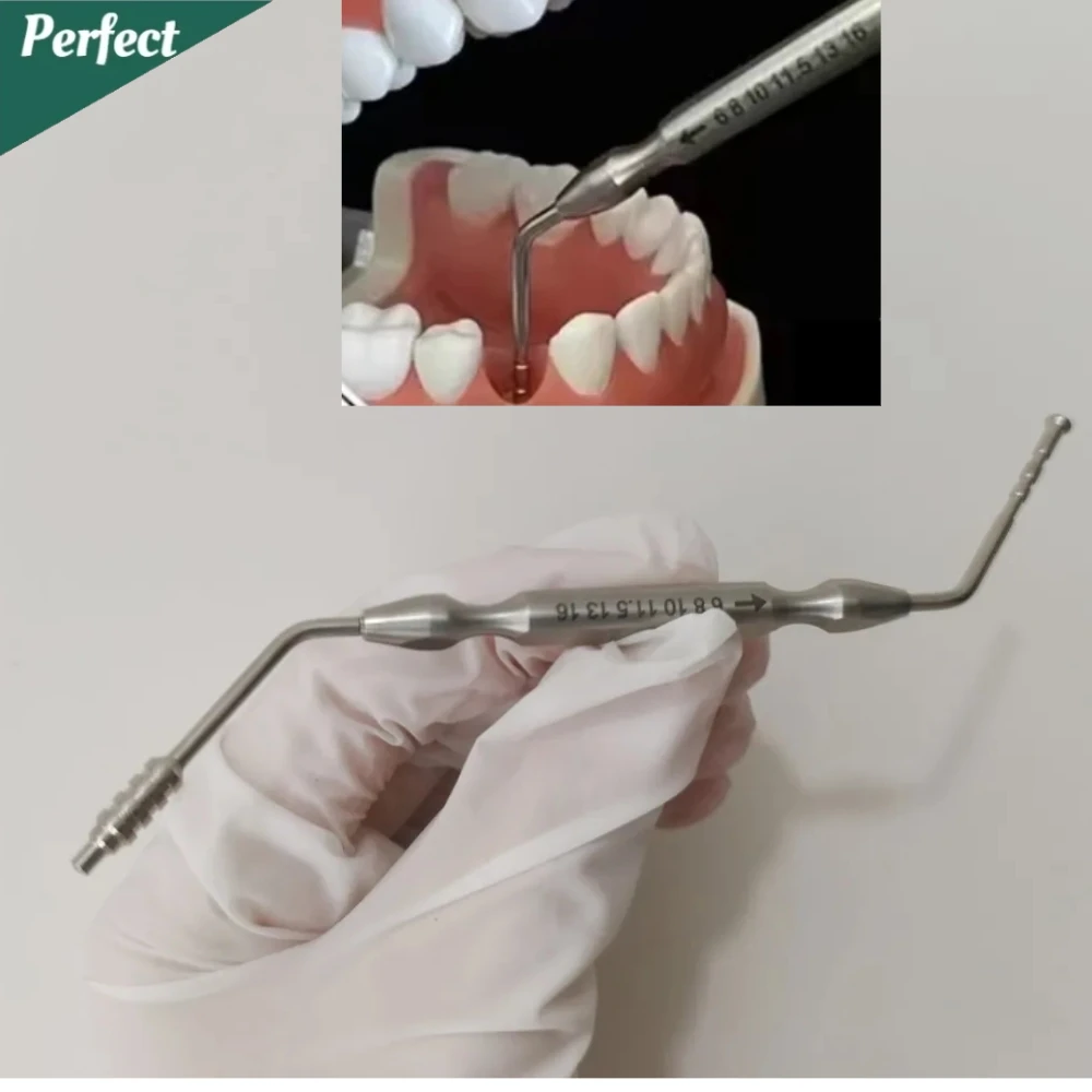 Dental Implant Depth & Gingival Gauge Depth Measuring Ruler Deep Probe Dental Implant Caliper Measuring Tool Stainless Steel
