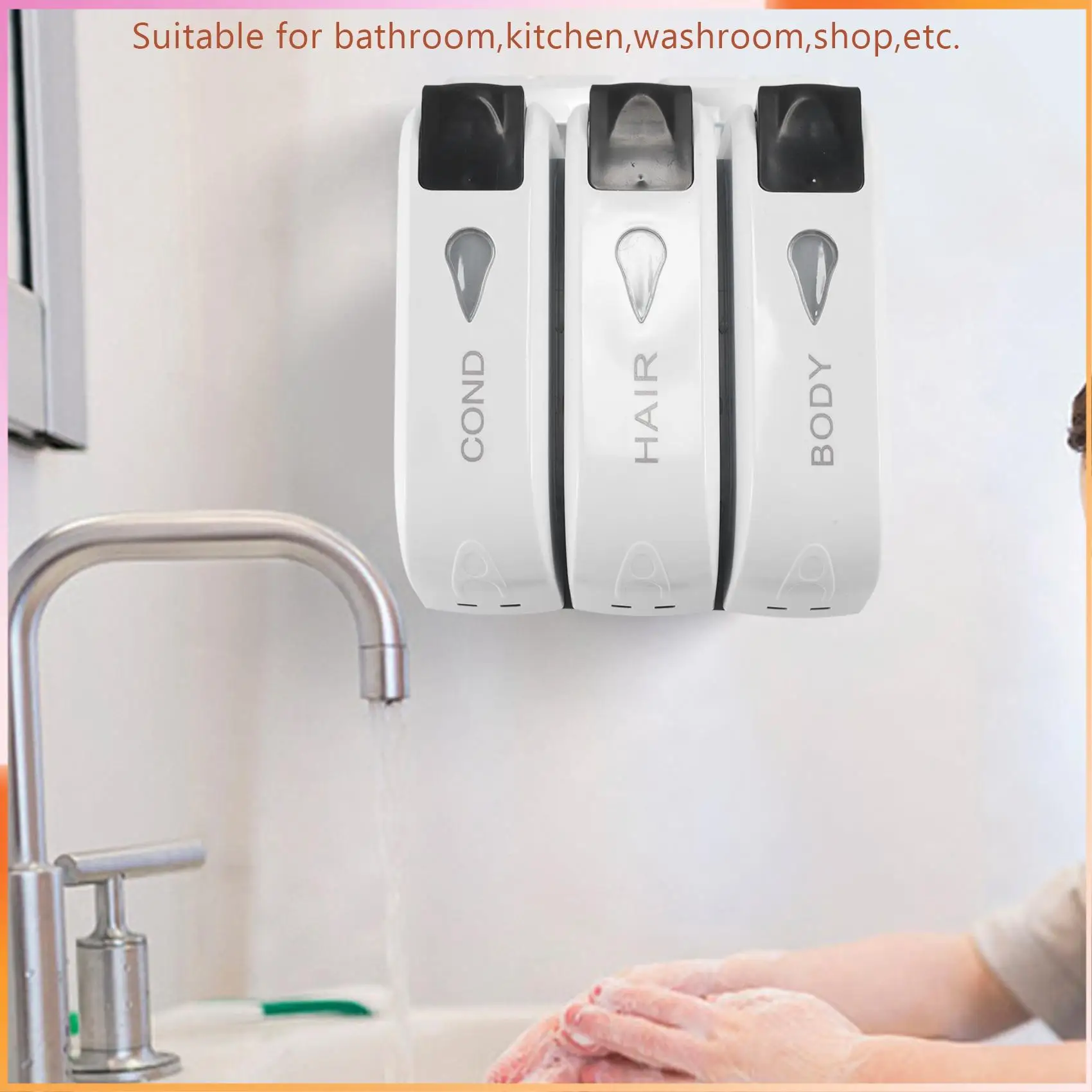 

A93Z тройной дозатор мыла для душа, настенный дозатор жидкого мыла, шампуня, моющий лосьон для ванной комнаты