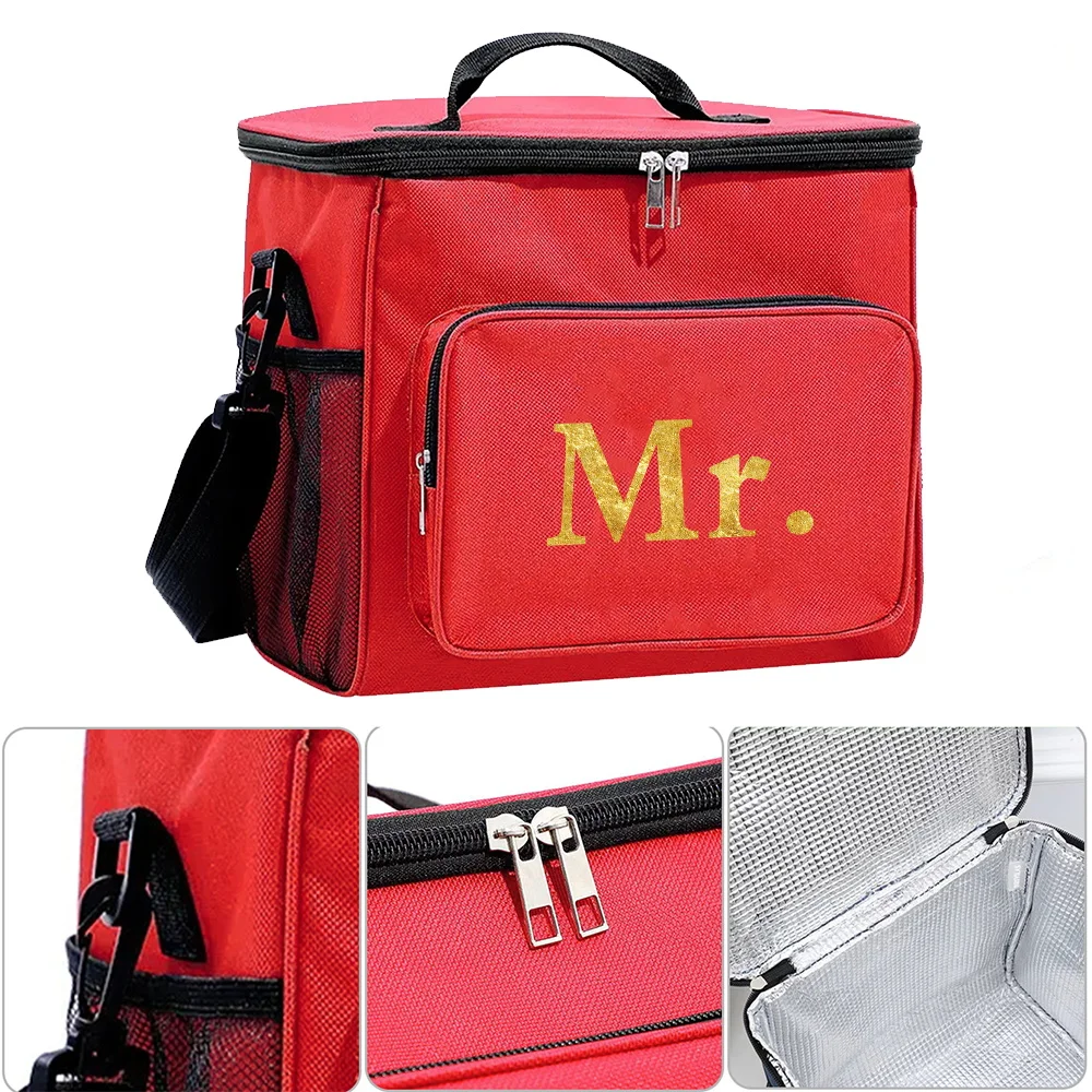 Customized Name Red Lunch Bag Lunch Box Insulated Handbag Waterproof Camping Storage Box Refrigerated Food Storage Box