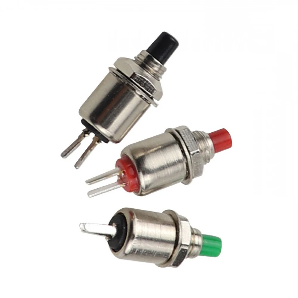 5PCS DS-402 Small Circular Button Switch 2 Pin Normally Open Jog Reset Button 5MM Installation Hole Lock-free Button Switch