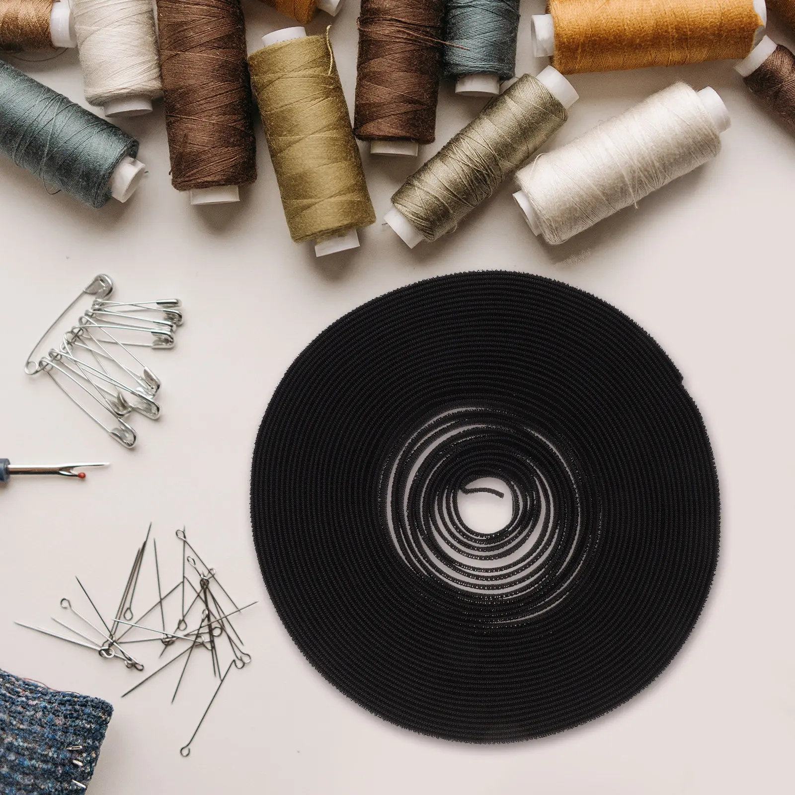 

20 Yards Black Soft Nylon Elastic Hook and Loop Band Versatile Stretch Tape for Crafts Sewing Pants Skirts Bags Organization