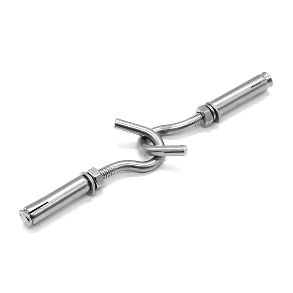 

5pcs Expansion Stainless Steel Expansion Hook Heavy Duty Open Cup Bolts Screws 87x6x23mm Silver Concrete Walls