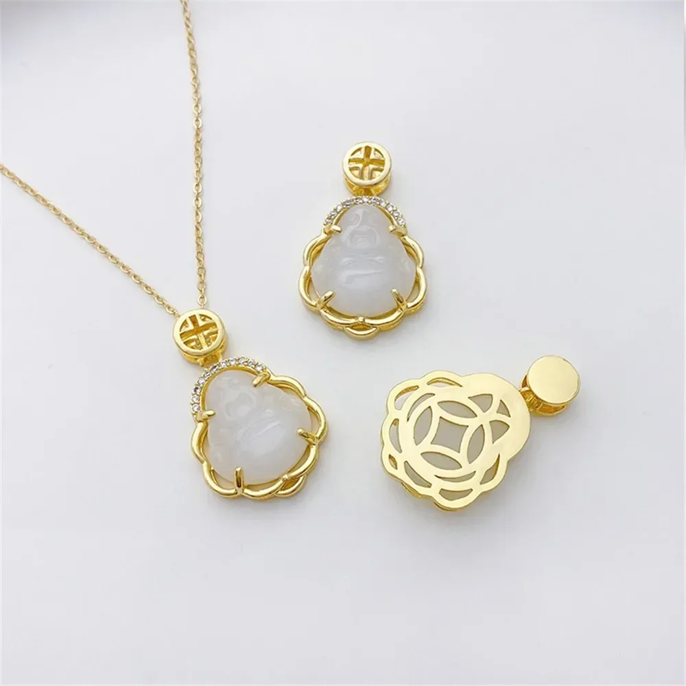 

18K Gold Wrapped Zircon, Jade Rabbit Lucky Bag, Love Pendant, Handmade DIY String Bracelet, Necklace, Jewelry Accessories L458