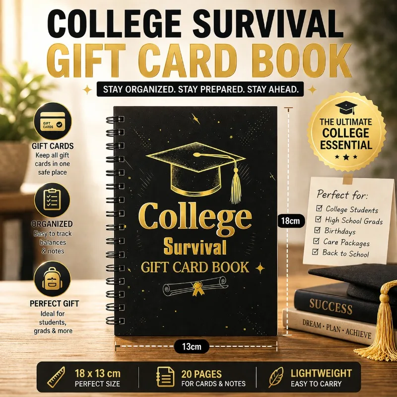 College Survival Gift Card Book Organizer Student Storage Holder Budget Planner Graduation Gift Idea for Students