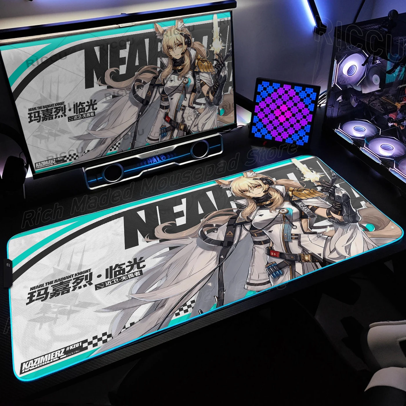 

Arknights RGB Gaming Mouse Pad Rubber Colorful Luminous Anime Large Led Lighting Mousepad Gamer Keyboard Extended Desk Mat 90x40