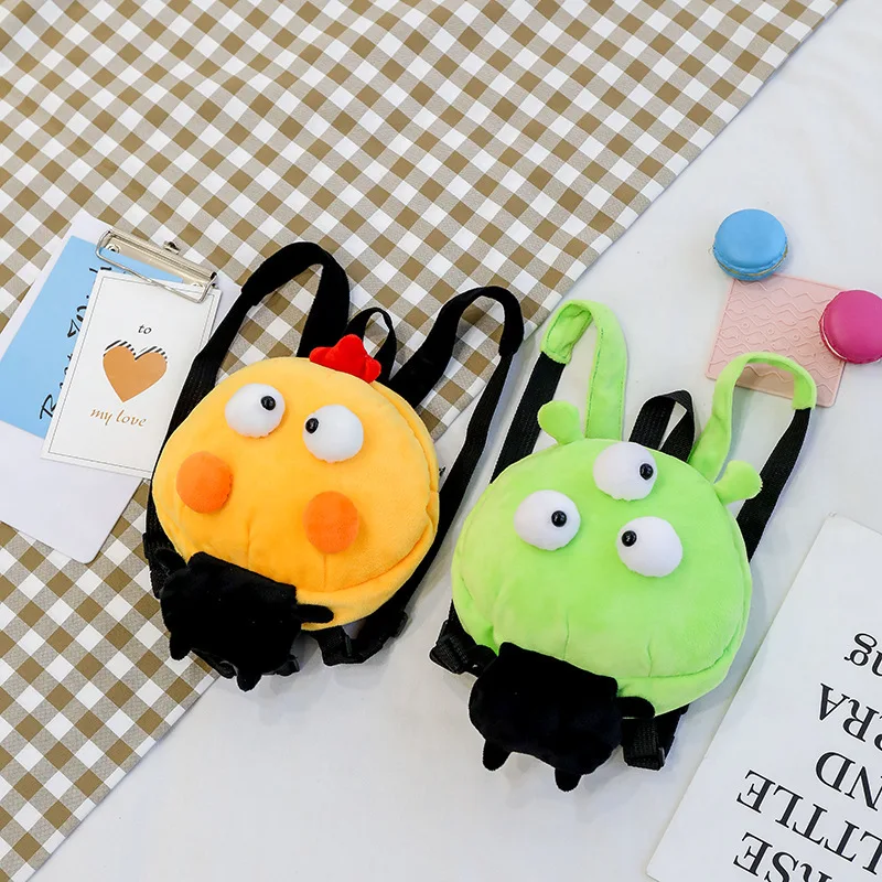 25cm New Kids Fashion Small Monster Plush Backpack Children's Cute Coin Purse Birthday Gifts Cartoon Phone Key Storage Bag