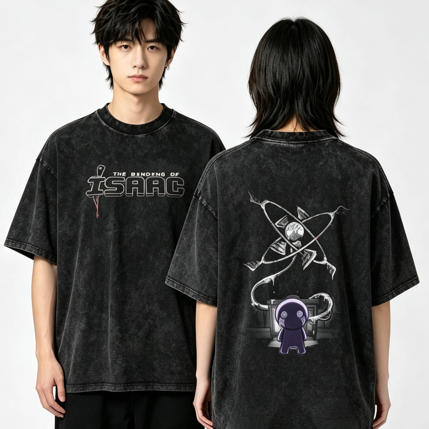 The Binding of Isaac Grafik-T-Shirt Indie-Horror-Spiel Streetwear Unisex Oversized Sommer Baumwolle Gewaschenes Retro-T-Shirt Kleidung Oberteile – Detail 4