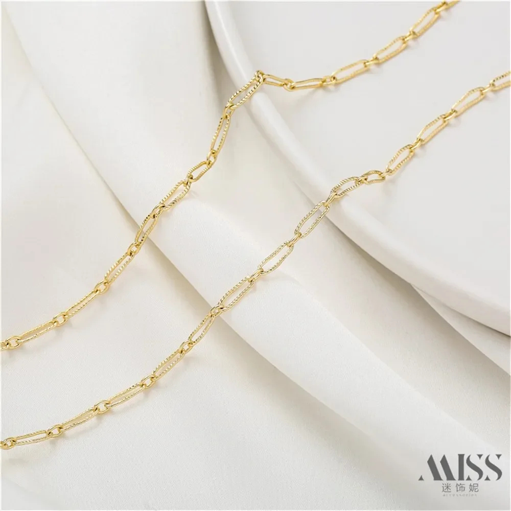

14K Gold-wrapped Embossed Surface Long O Chain Loose Chain DIY Extension Chain Handmade Bracelet Necklace Jewelry Accessories